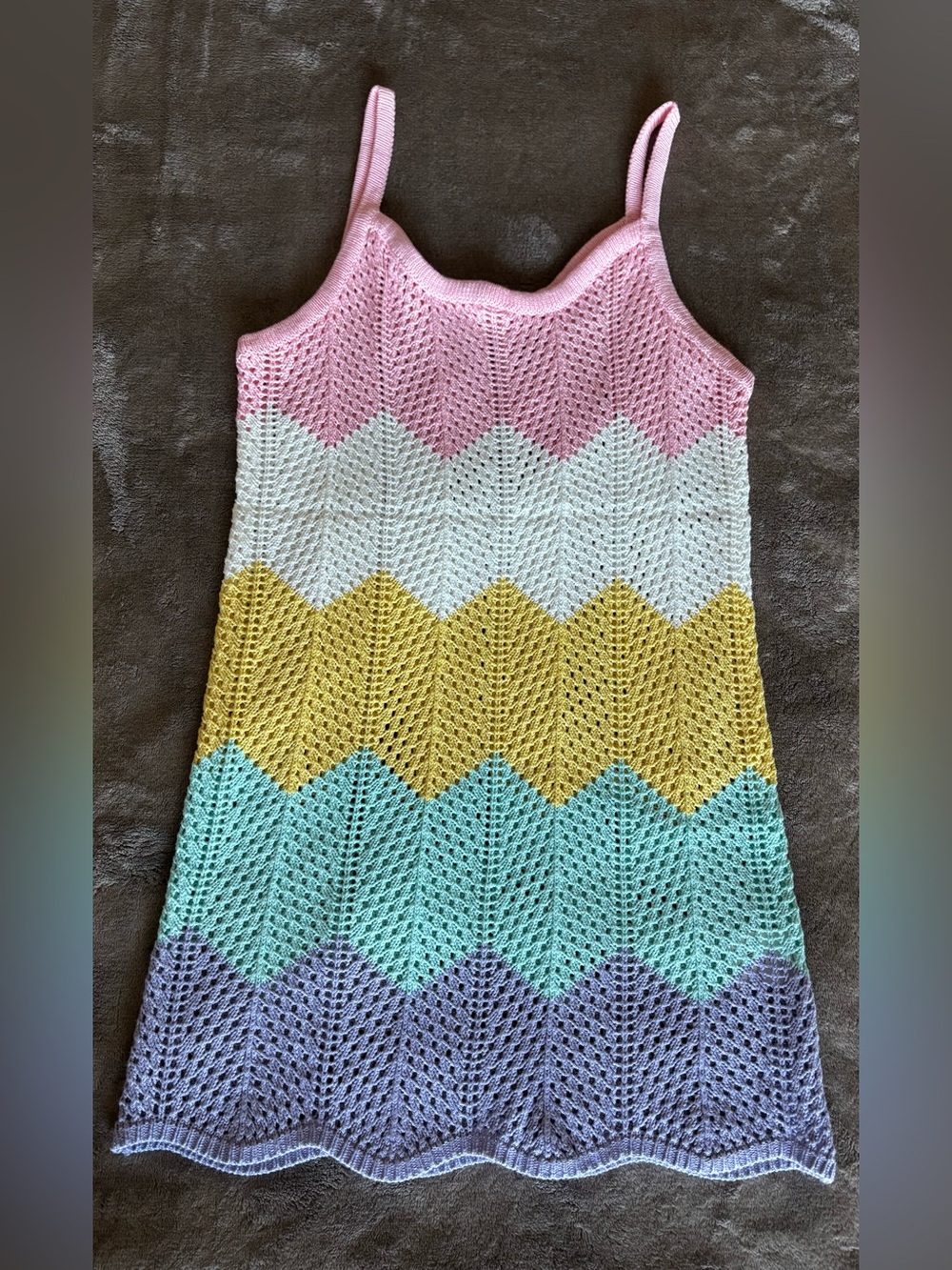Pastel Chevron Crochet Tank Beach Cover Up